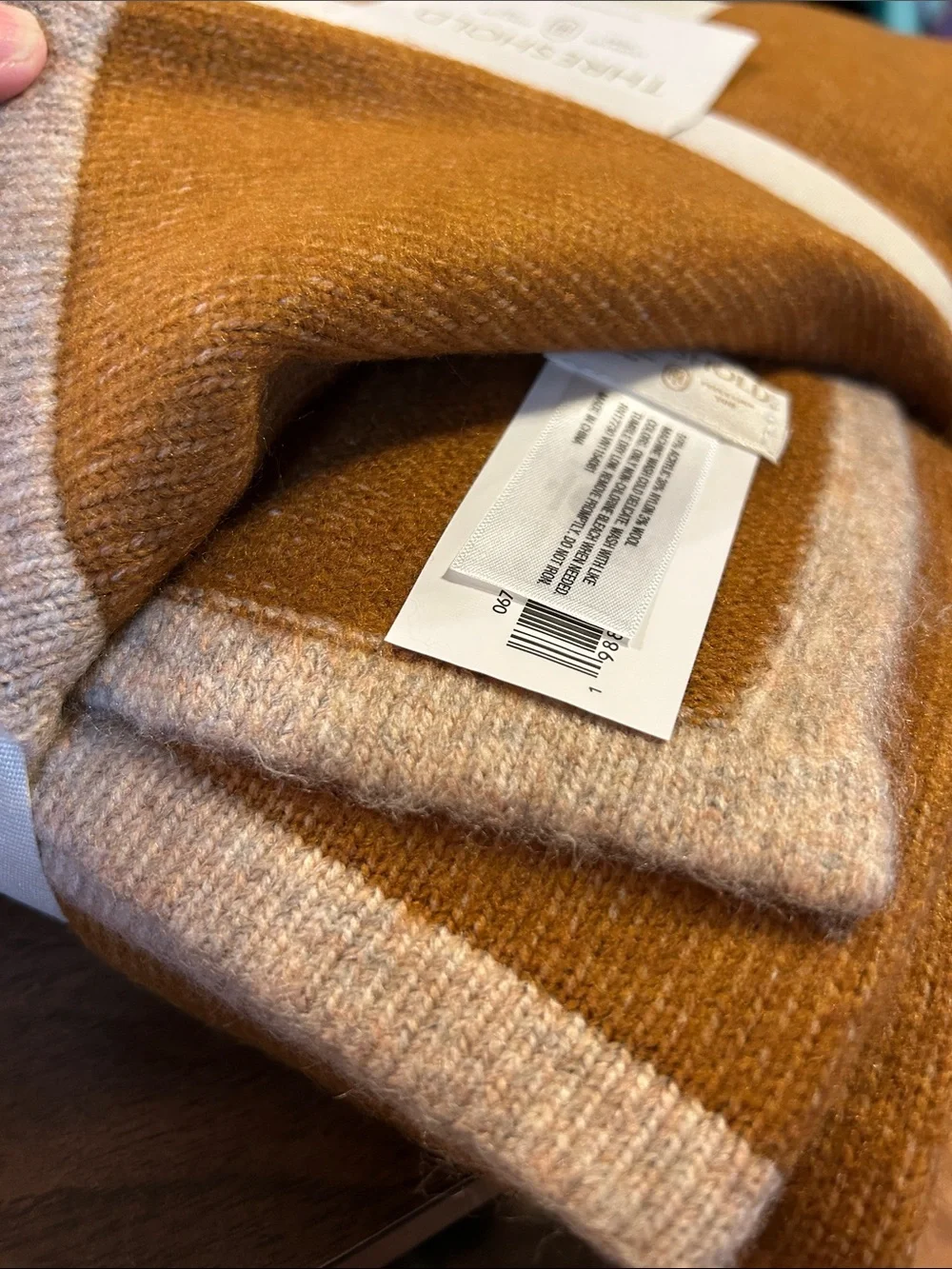 Threshold Cashmere-Like Throw - Rust color with Cream Trim